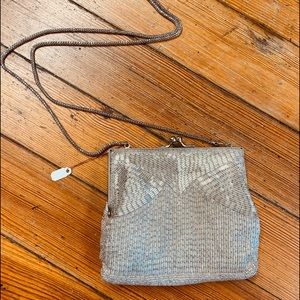 Vintage Magid silver beaded evening bag with strap . Great worn condition.